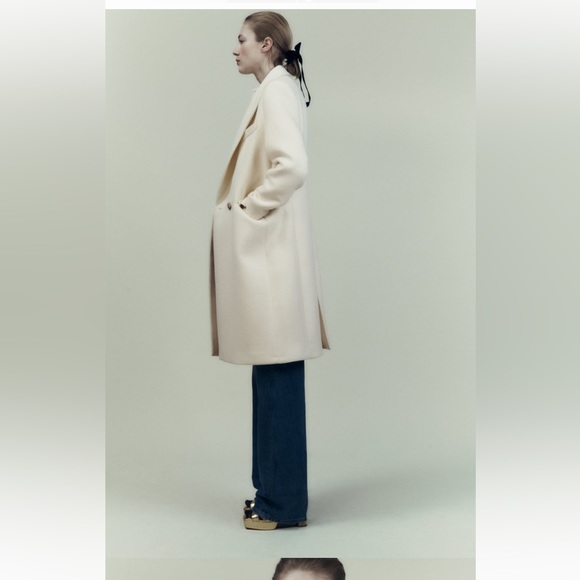 Zara double breasted coat manteco wool Italian fabric - Picture 4 of 7